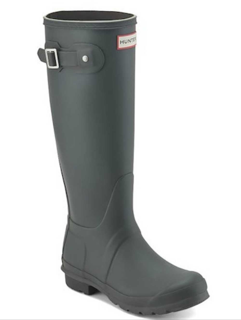 Hunter Matte Dark Olive Green Tall Rain Boot with Side Buckle